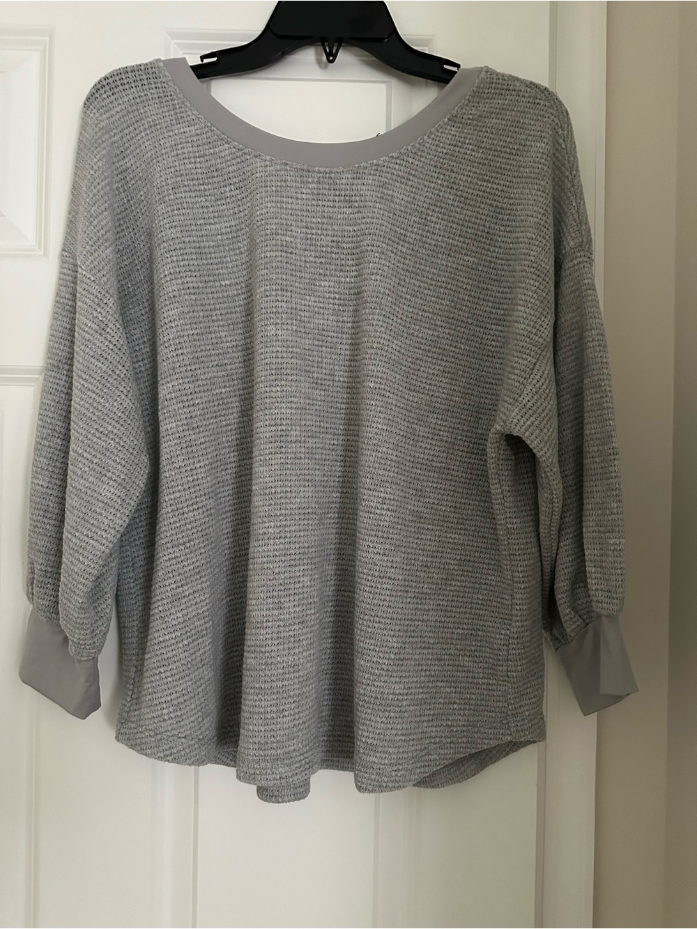 Chenault Light Gray Waffle Knit Scoop Neck Sweater